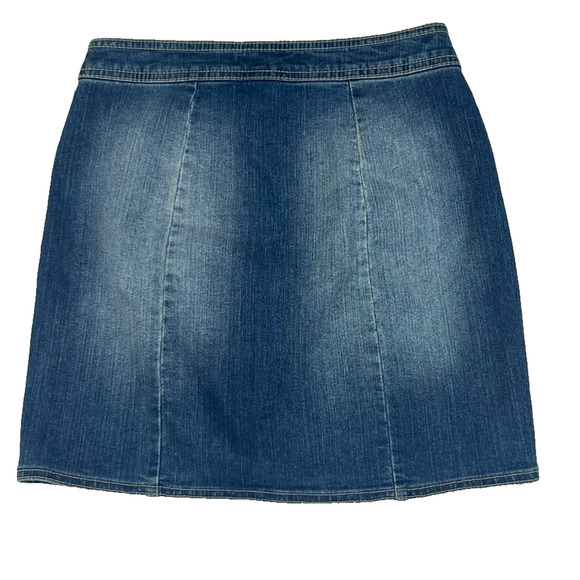 Blue Spice Denim Mini Skirt Full Zipper Front With Snap Medium Wash Size 3 - Picture 2 of 7